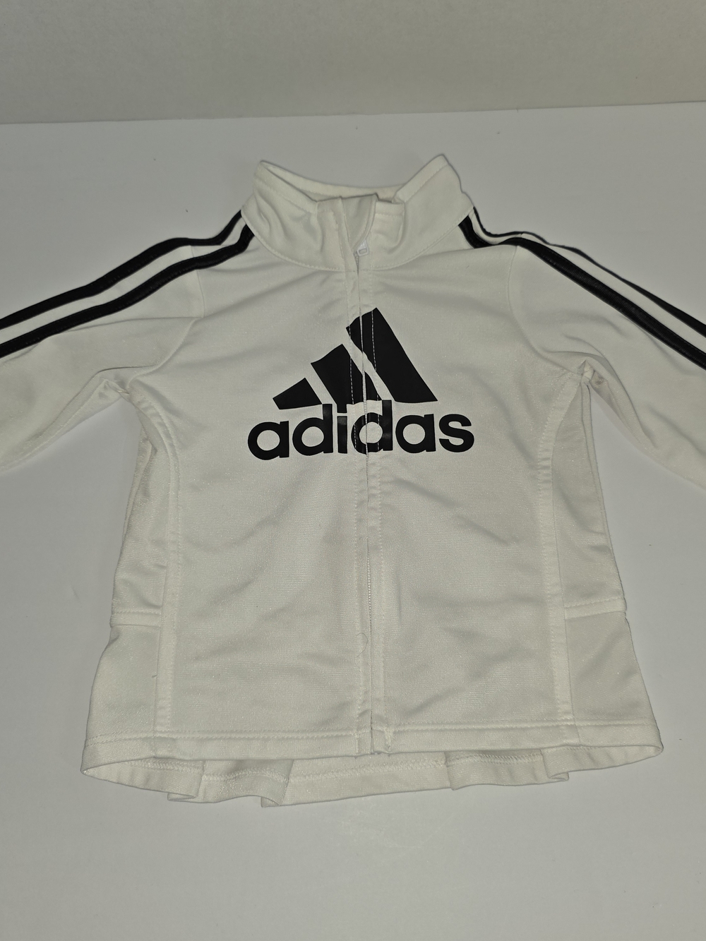 adidas Kids White Zip-Up Track Jacket with Black Logo